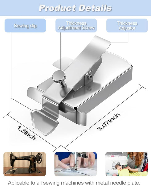 POANES Magnetic Seam Guide for Sewing Machine, Metal Seam Guide, Magnetic Sewing Guide with Clip, Hemmer Guide, Sewing Supplies & Tools with Thin ...