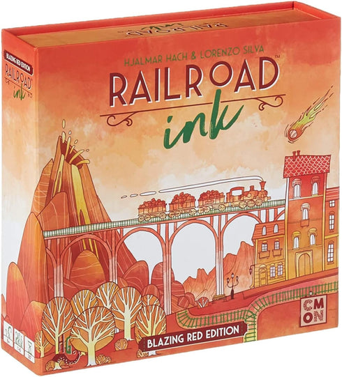 Railroad Ink: Blazing Red Edition - Roll Dice and Draw Railways and Routes, 7 Rounds to Expand Your Rail Map - Expansion Dice Included, Plays with...