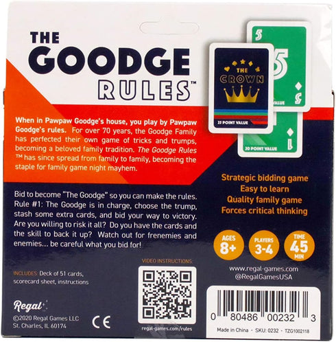 Regal Games The Goodge Rules Fun Card Game Set - 3 4 Player Card Games for Adults, Kids, Teens - Fun & Travel Playing Cards for Game Night (1 Deck...