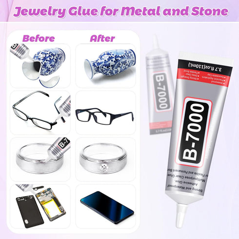 B7000 Glue Clear for Rhinestones 110mL B-7000 Jewelry Bead Gem Glue with Precision Tip for Clothe Fabric Shoes DIY Crafts Jewelry Making Nail Art...