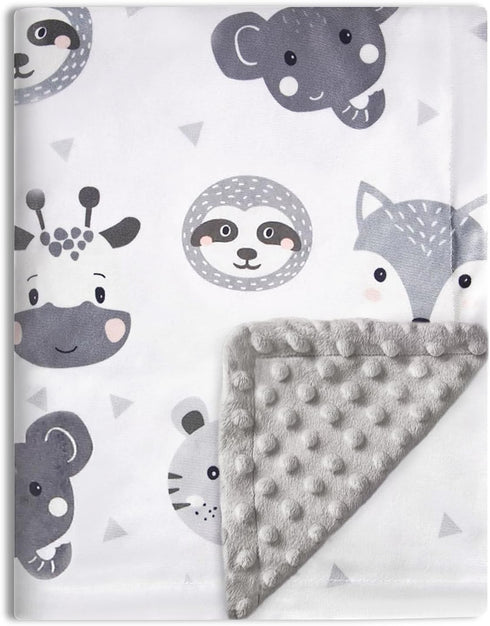 Baby Blanket Super Soft Plush with Double Layer Dotted Backing, Lovely Brown Animals Printed Unisex Design Receiving Blanket, 30x40 Inch...
