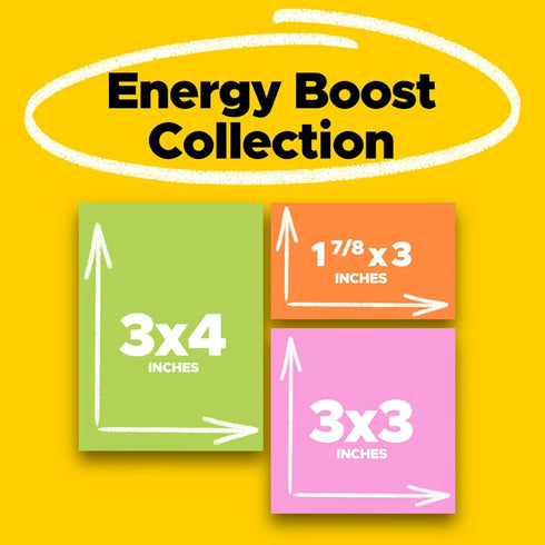 Post-it® Super Sticky Notes, Assorted Sizes, Energy Boost Collection...