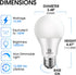 Energetic 100W Equivalent, A19 LED Light Bulb, Warm White 3000K, E26 Base, Non-Dimmable, 1600LM, UL Listed, 4-Pack...