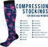 1 Pair Pink Flamingo Compression Socks 20-30mmHg Knee High Women Socks Tube Athletic Stockings for Men Sport Soccer Running Cycling Medical Nurse ...
