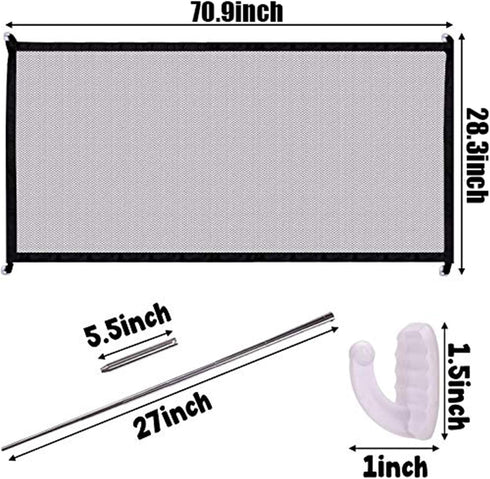 70.9"x28.3" Pet Gate,Baby Gate,Magic Gate Portable Folding mesh gate Safe Guard Isolated ?Indoor and Outdoor Safety Gate Install Anywhere (Black)...