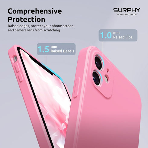 SURPHY Square Design for iPhone 11 Case with Camera Protection, Straight Edge Slim Design, Liquid Silicone Phone Case for iPhone 11 6.1 inches, Pi...