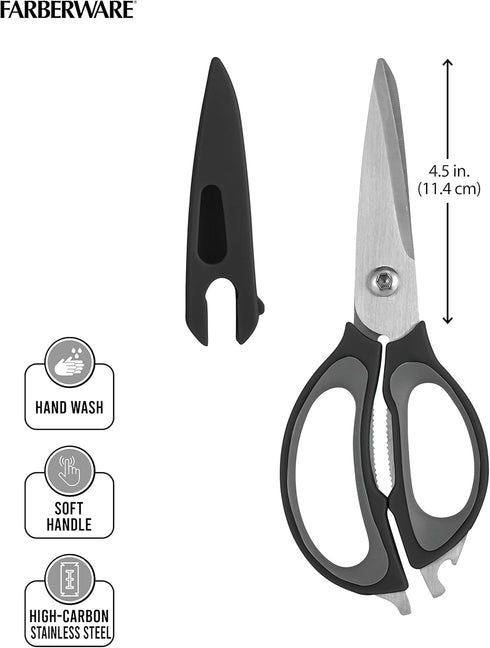 Farberware 4-in-1 Kitchen Shears, 2-Piece, Black and Gray...