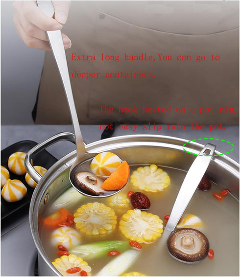 Tenta Kitchen 2oz/56ml Stainless Steel Small Soup Ladle Spoon,10.8”x 3” Stainless Steel – One-piece Professional Ladle With Hook And Hole For Conv...