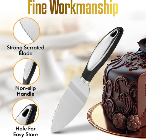 Cake Knife and Server Set, Cake Cutter and Pie Spatula, Cake Server and Knife Set of 2 with Non-Slip Swirl Grip, Cake Cutting Set for Wedding Cake...