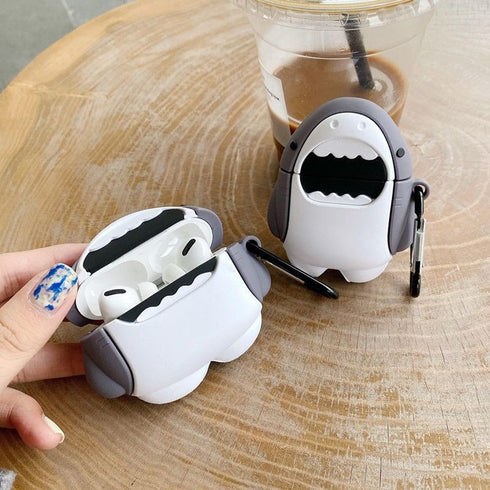 Cute Shark Case for Airpod 2nd 1st Generation Case, Funny 3D Cartoon Kawaii Cool Airpods Cases Cover Skin with Cleaning Kit & Keychain for Apple A...