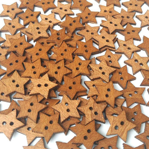 300Pcs 18mm 2 Holes DIY Star Shape Wooden Button Scrapbook Craft Sewing Decorations Buttons(0.7inch,Wood)...