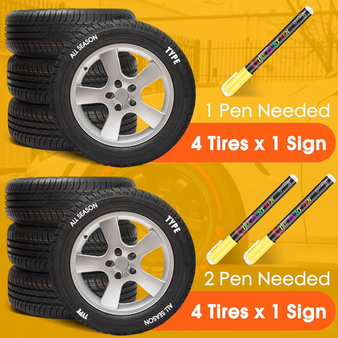Paint Pen For Car Tires - White Tire Paint Pen? Waterproof Tire Marker Lettering Paint Pen, Allows You To Get The Real Professional Look Of Car Ti...