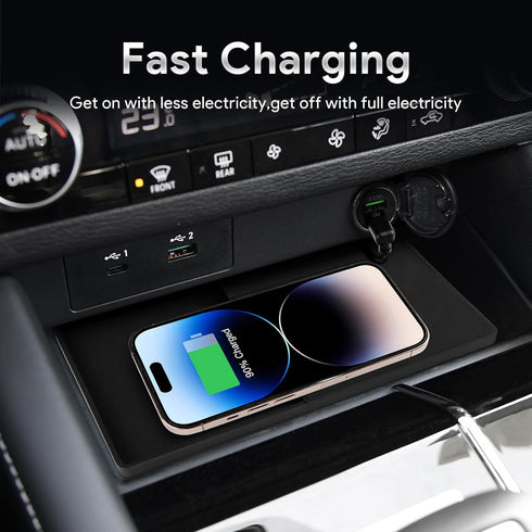 Silicone Wireless Phone Charging Pad Dual Charging Ports Charger Station for 2022 2023 2024 Mitsubishi Outlander 15W Adapter for Smartphone...