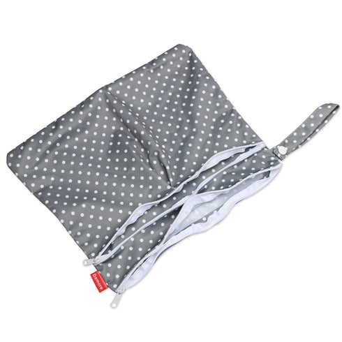 Damero 2pcs Travel Wet and Dry Bag with Handle for Cloth Diaper, Pumping Parts, Clothes, Swimsuit and More, Easy to Grab and Go (Small, Gray Trian...
