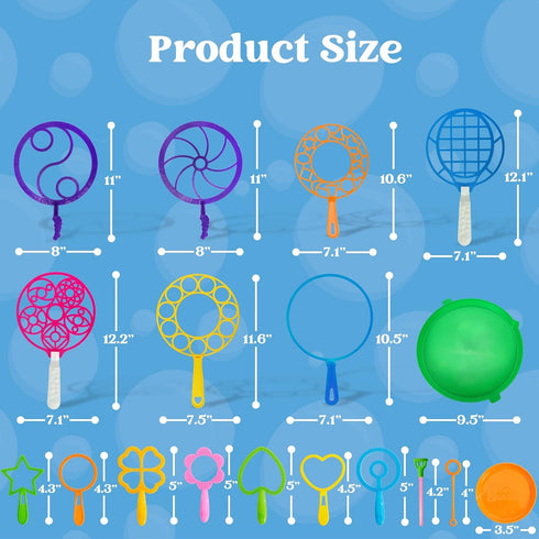 JOYIN Big Bubble Wands Set Bulk for Kids Summer Outdoor Activity Party Favors, 18 Pcs Giant Bubble Maker with Tray, 12" Large, 6 Pcs Bubble Soluti...
