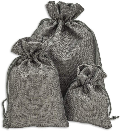 12-Pack 5.5x7.75 Natural Burlap Gift Bags w. Drawstring (Cool Grey, Medium) for Party Favors, Presents or DIY Craft by TheDisplayGuys...