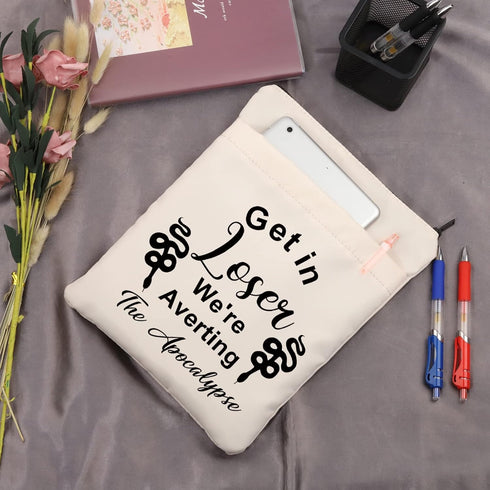 HOLLP Omens Book Sleeve Inspired Gift Get in Loser We're Averting The A Waterproof Zipper Pouch Omens Fans Gift(Get in Loser)......