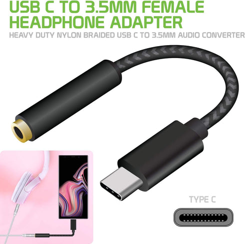 Cellet 3.5mm Stereo Audio Aux Cable for Stereo, iPods, MP3, USB-C Adapter to Audio Aux 3.5mm Audio Player (USB-C to Audio Adapter)...