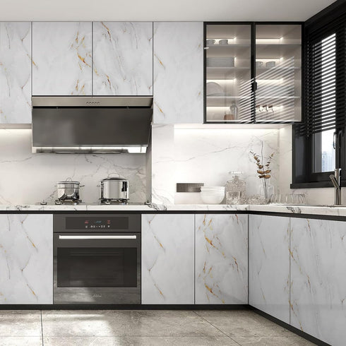 Marble Wallpaper Peel and Stick Marble Contact Paper for Countertops 17.7" x 236" Self Adhesive Vinyl Film for Kitchen Cabinet...