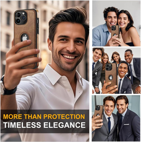 Classy Design Luxury Leather Phone Case for iPhone 12 Pro Max Non-Slip Grip Full Body Ultra Slim Protective Case (2020,6.7”) (Brown)...