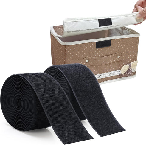 Sew On Tape for Clothes and Fabrics,10ft x 2in Roll, Non-Adhesive Back Hook and Loop Strips - Substitute for Snaps and Buttons, Cut Strips to Cust...