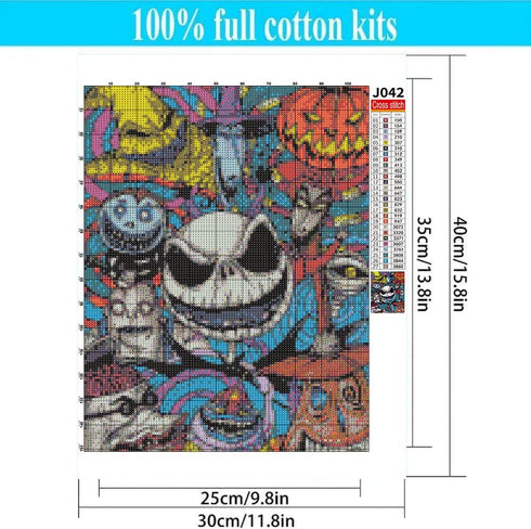 Nightmare Before Christmas Cross Stitch - Jack Needlepoint Counted Cross Stitch Kits for Beginners Adults Patterns Dimensions Embroidery Kits Arts...