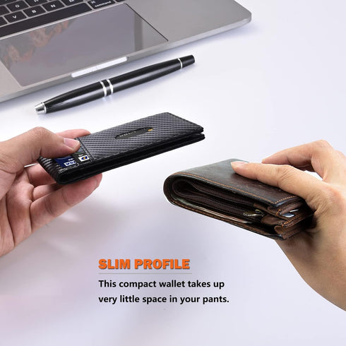 Wallet for Men, Premium Microfiber Leather Bifold Mens Wallet with ID Window RFID Blocking with Gift Box Packaging (Carbon Black)...