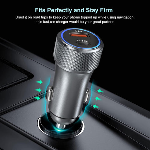 USB C Car Charger, Bangfun 36W/12V USB Car Phone Charger Dual Port QC&PD 3.0 Fast Charging Cigarette Lighter Adapter Plug for iPhone 15 14 13 12 1...