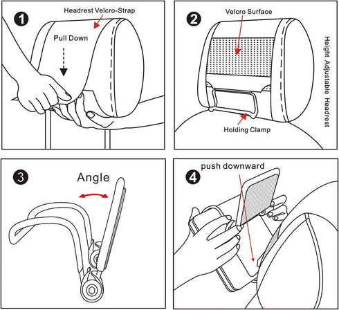 TFY Universal Car Headrest Mount Holder with Angle- Adjustable Holding Clamp for Swivel Screen Portable DVD Players, Black...