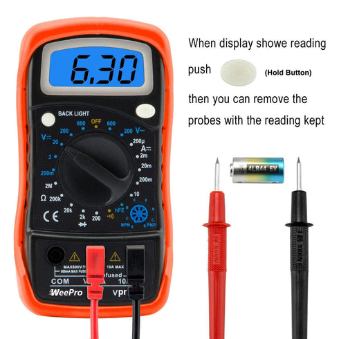 Vpro850L Digital Multimeter DC AC Voltmeter, Ohm Volt Amp Test Meter, Electric Tester Ohmmeter with Diode and Continuity Detector, Backlit Display...