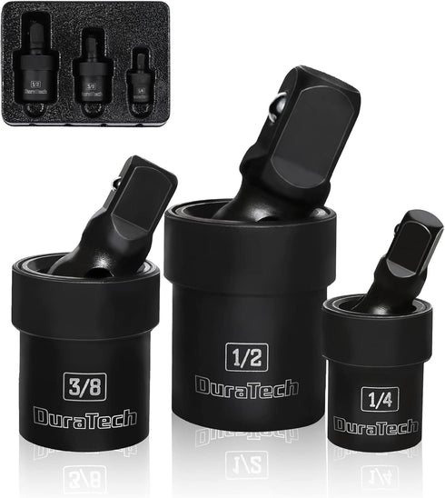 DURATECH 3-Piece Impact Universal Joint, 1/4", 3/8" and 1/2" Drive Swivel Socket Set, U Joint Sockets, Premium CR-V Steel, Full Impact Grade...