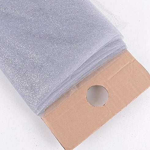 AK TRADING 54" Inch X 10 Yards Premium Glitter Tulle Fabric Bolt (Silver)...