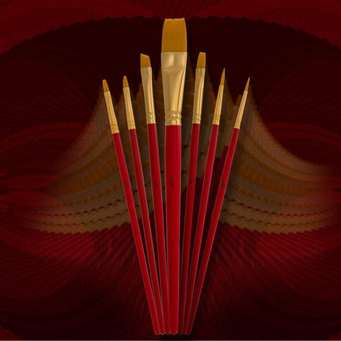 U.S. Art Supply Golden Taklon 7-Piece Nylon Hair Artist Paint Brush Set...