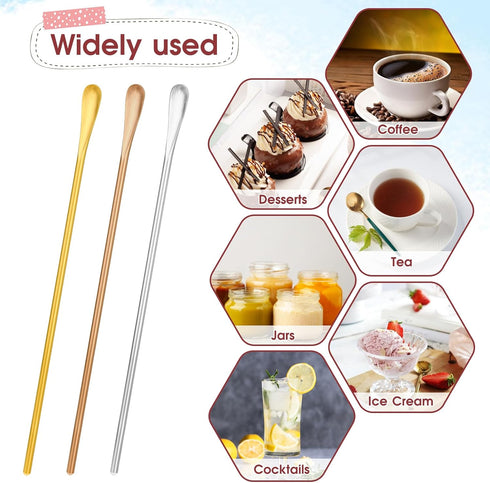 Coffee Stir Sticks, 3 Pcs Coffee Spoons Stainless Steel Mixing Spoon with Long Handle 10 Inches Metal Cocktail Stirring Spoons Tea Spoon Espresso ...