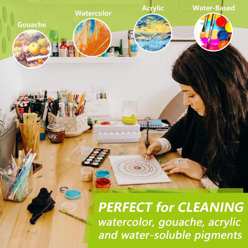 Paint Brush Cleaner, Brush Rinser with Drain and Brush Holder, Upgrade Water Circulation Paintbrush Cleaner Rinser for Acrylic, Watercolor, Water-...
