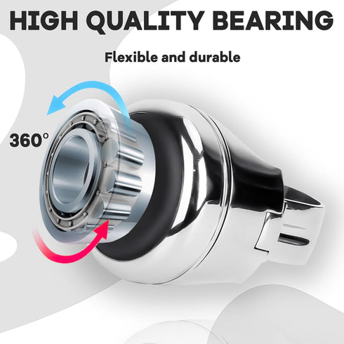 Stainless Steel Steering Wheel Spinner Sport Maneuvering Knob 100% Cow Leather Cover Swivel Suicide Knob Universal Fit for Cars, Trucks, Boats (Bl...