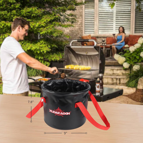 Grill Brush Collapsible Water Bucket, Perfect Partner for Steam Grill Brush (Only Water Bucket No Grill Brush)-Black...