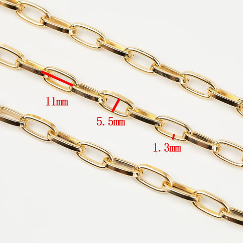 32.8 Feet Aluminum Link Chain Light Gold Flat Oval Chains for Jewelry Making Unwelded Paperclip Chain Spool Necklace Chains Bulk with Lobster Clas...