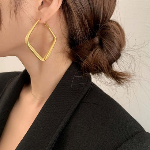 Large Square Drop Earrings Minimalist Hollow Square Hoop Earrings Gold Geometric Dangle Earrings Big Square Huggie Hoop Earring Jewelry for Women ...