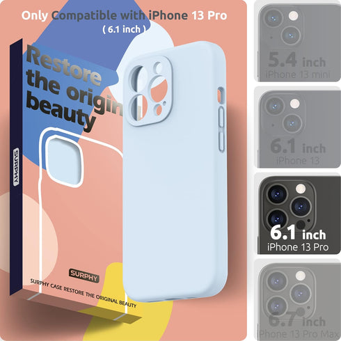 SURPHY Compatible with iPhone 13 Pro Case with Screen Protector, (Camera Protection + Soft Microfiber Lining) Liquid Silicone Phone Case 6.1 inch ...