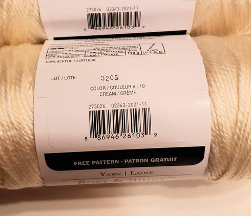 Loops & Threads Soft & Shiny Yarn, 1 Ball, Cream, 6 ounces......
