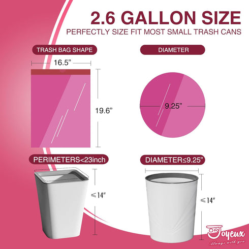 JOYEUX 2.6 Gallon Small Trash Bags Bathroom, Thickened Drawstring Mini Garbage Bags for Home, Office, Kitchen, 60 Count...