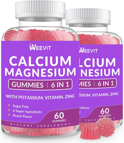Sugar Free Calcium Gummies 600mg w/Vitamin D3 K2, Potassium, Calcium Magnesium Zinc Gummies for Bone, Muscle & Immune, Algae Calcium Magnesium 2:1...