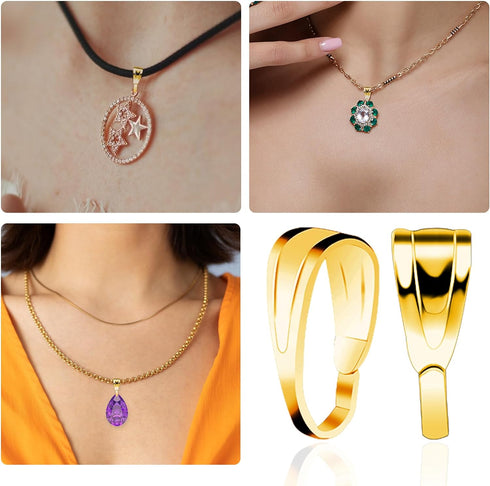 200 Pcs Pinch Bail for Jewelry Making, Pinch Bails for Pendants Necklace Pendant Clasps Connectors Pinch Clip for for Necklace Dangle Charm DIY Cr...