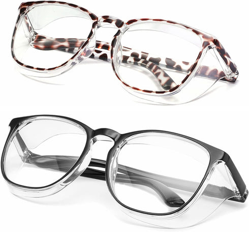 Safety Glasses Anti Fog Goggles Protective Eyewear Blue Light Blocking Anti Dust UV Protection Glasses For Men Women (2 Pack(new-leopard+black))...
