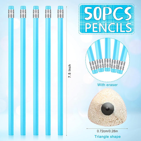 Tinlade 50 Pcs Triangular Grip Pencils Wedding Pencils HB Graphite Pencil Pack Wood Pencils with Eraser for School Drawing Sketching Bridal Baby S...