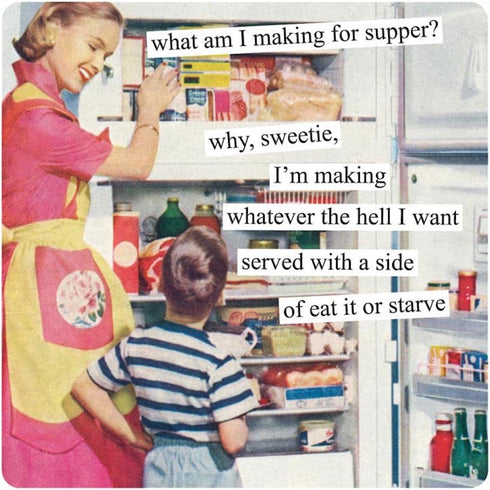 Anne Taintor Square Refrigerator Magnet - What Am I Making for Supper......