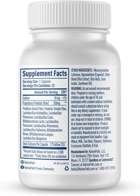 NativePath Daily Probiotic, 10-Strain Custom Blend Probiotics Supplement for Men and Women, 82 Billion CFUs - 30 Count...