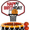 Basketball Cake Topper Happy Birthday Sign Cake Decorations for Basketball Ball Player Scene Sport Net Court Themed Man Women Boy Girl Birthday Pa...