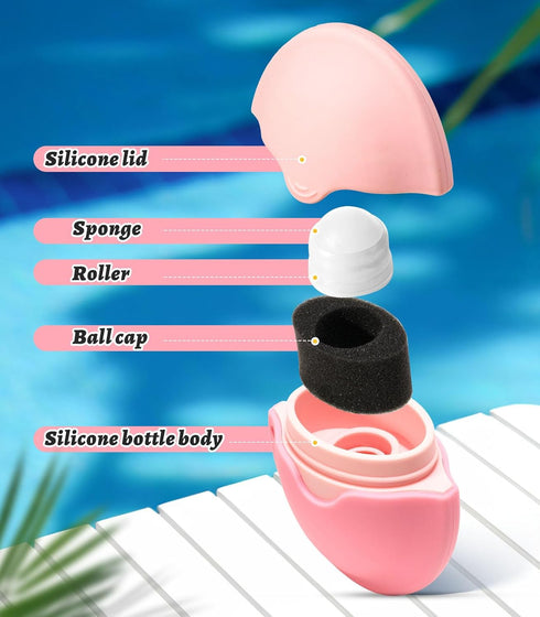 Sunscreen Applicator - Sunscreen Applicator for Kids, Roll on Sponge Applicator for Sunscreen, Sunblock Buddy Brush Set with Protective Caps, Sun ...